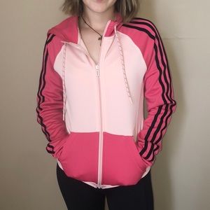 Hot pink and light pink zip up adidas sweatshirt